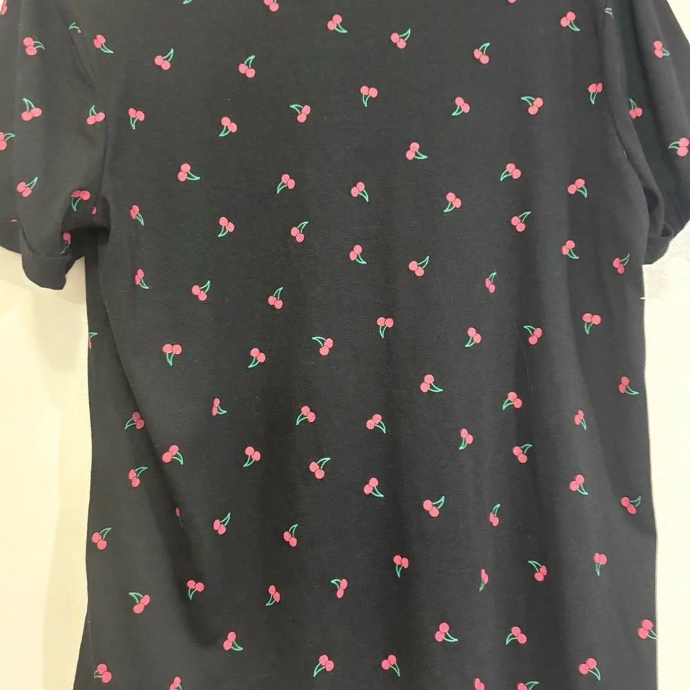 Black Cherry Print Women's Short Sleeve Tee - Picture 6 of 8